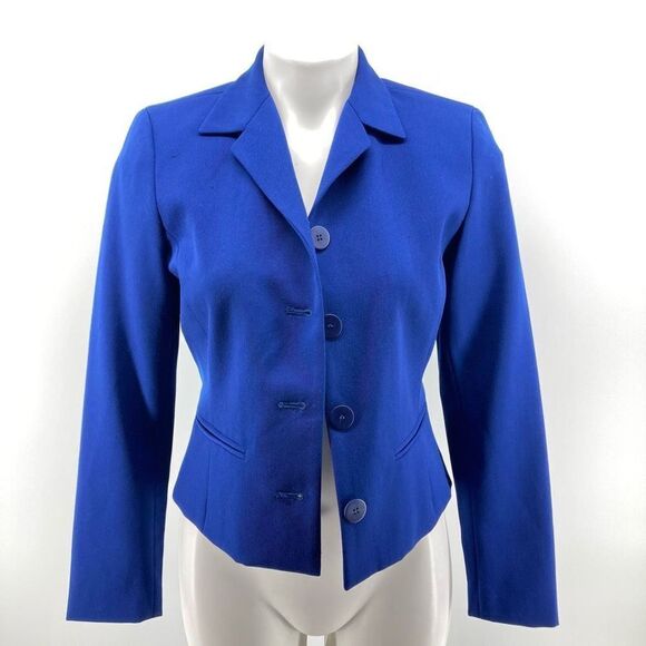 Vintage Saks Fifth Avenue Folio Collection Wool Blue Button Front Blazer 4P - Picture 3 of 13